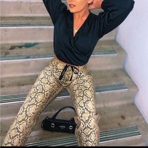 Snake Print Jeans Designer